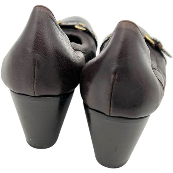 AGL Attilio Giusti Leombruni Women's Leather Buckle Heels Pumps Brown Size 38.5 - Picture 4 of 10
